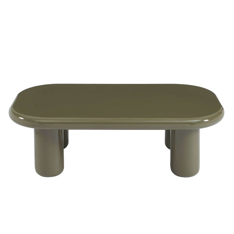 Table basse MOXY finition laquée brillante vert olive 120cm